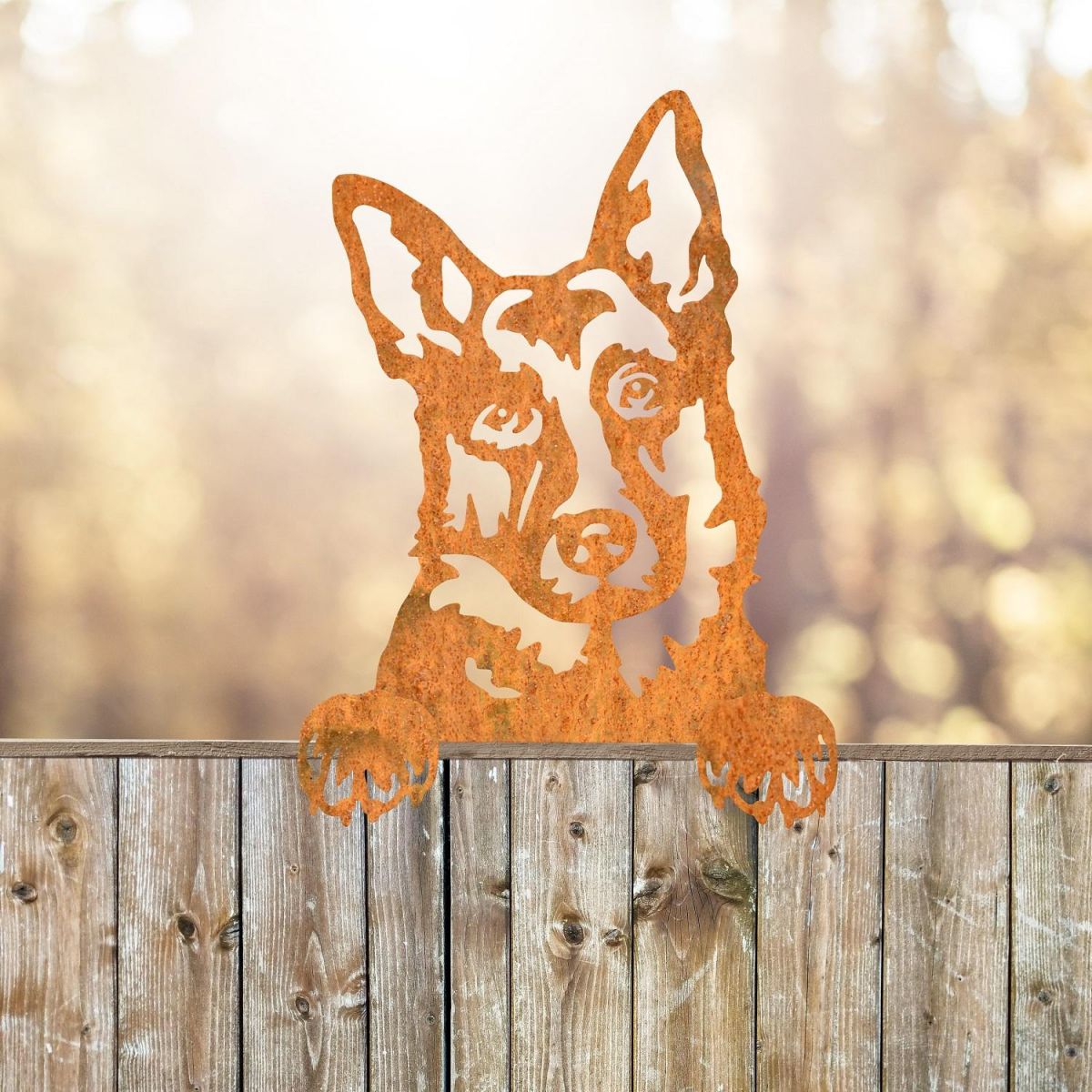 Rustic Fence Topper with German Shepherd Design 