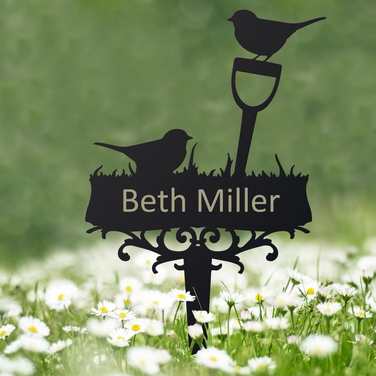 Robin on Spade Memorial Ground Spike with Personalisation 