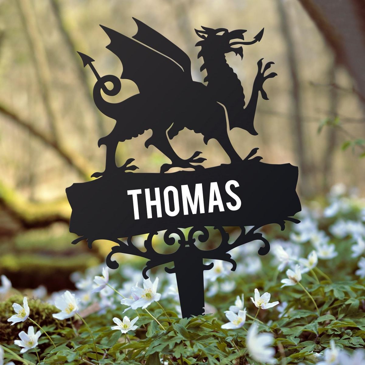 Welsh Dragon Ground Spike with Name  Welsh Dragon Ground Spike with Name