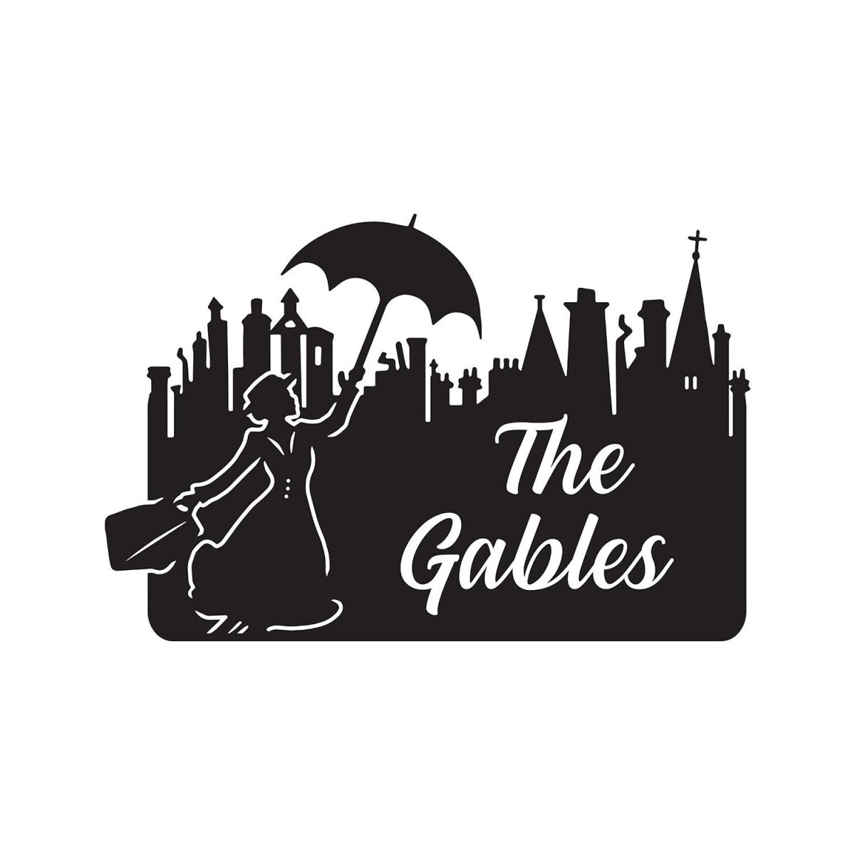 Mary Poppins Iron House Name Sign Finished in Black