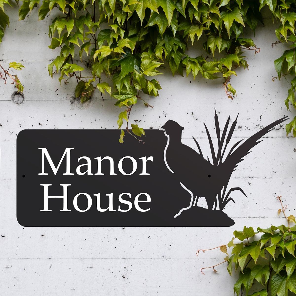 Pheasant Iron House Name Sign in Situ Outside