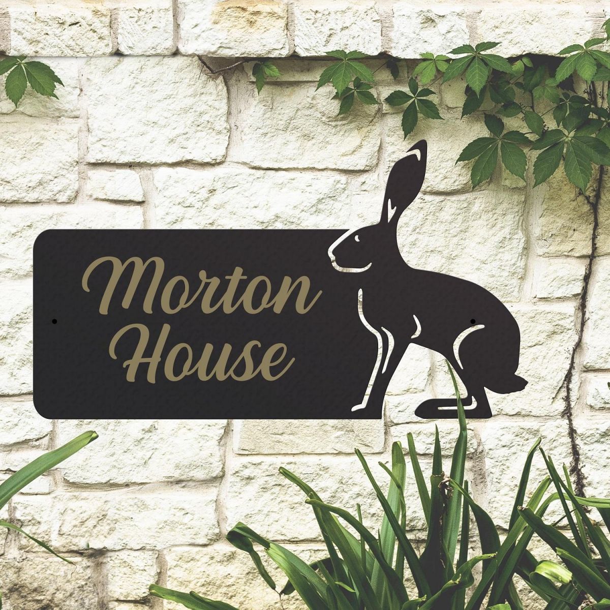 Hare Design on House Name Sign  Hare Design on House Name Sign