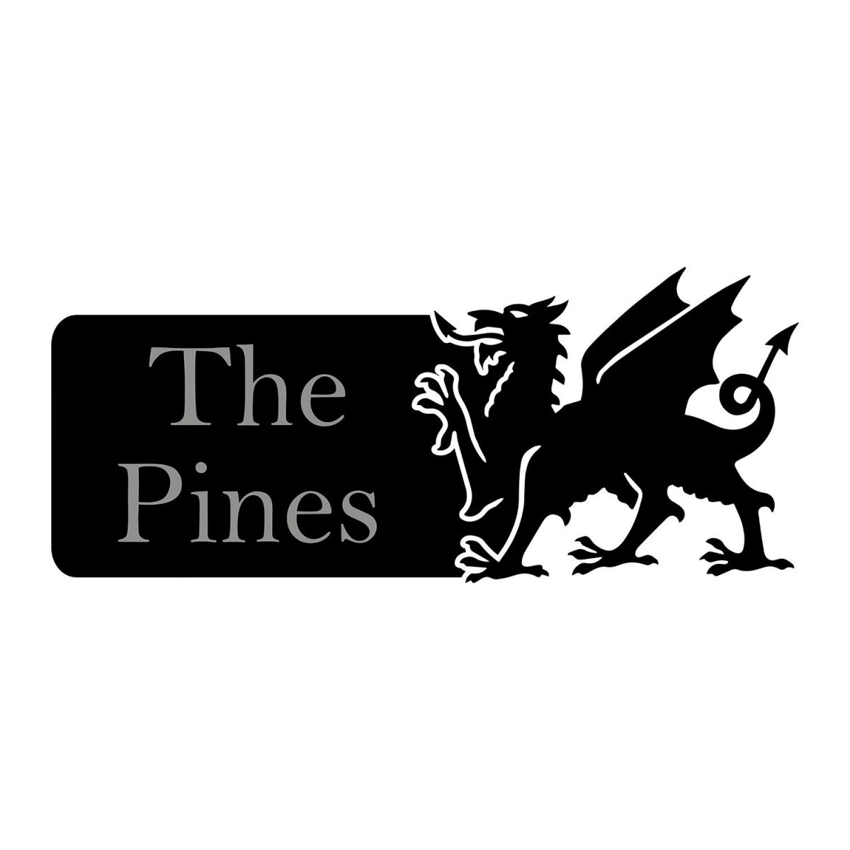 Welsh Dragon Iron House Name Sign in Black