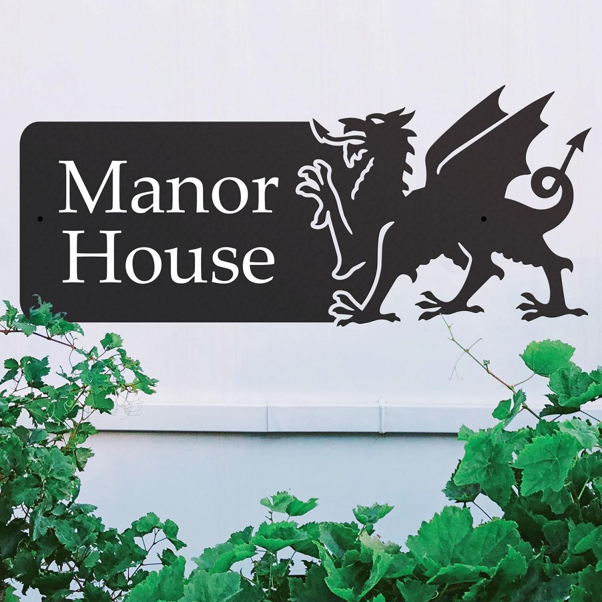 Welsh Dragon Iron House Name Sign in Use Outside