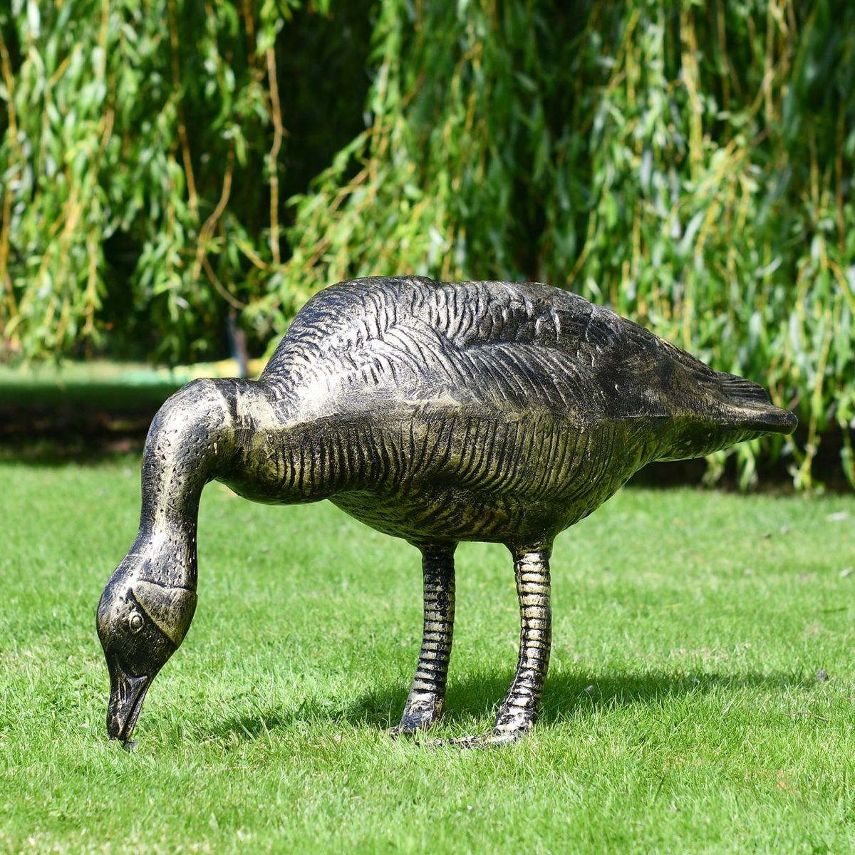 Looking Down Bronze Finish Geese Garden Sculpture Looking Down Bronze Finish Geese Garden Sculpture