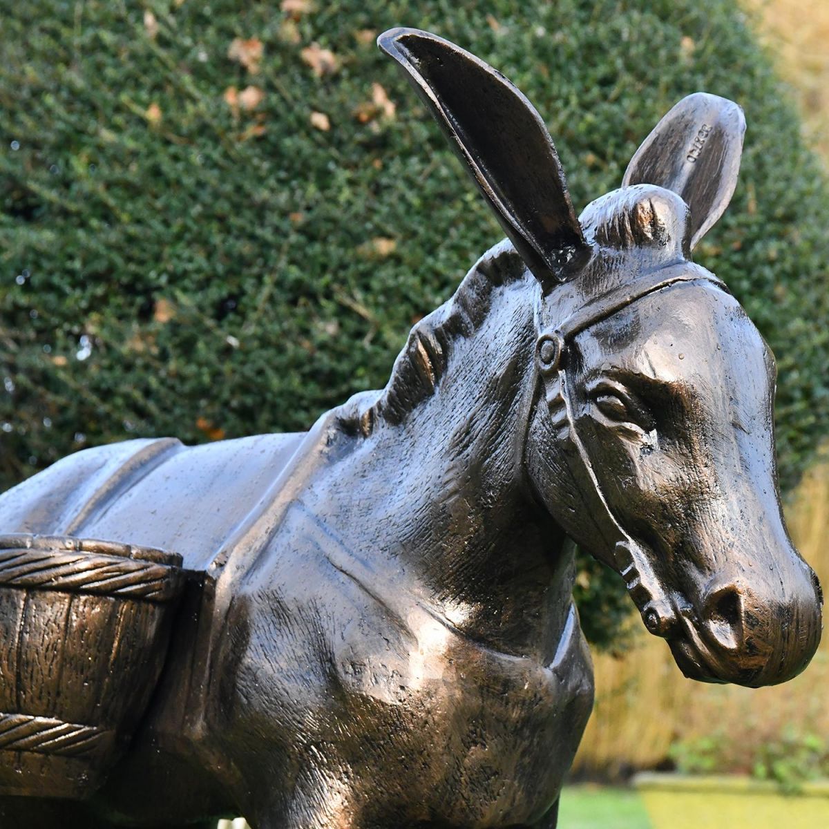 Close up of front view of Travelling Donkey Sculpture  Close up of front view of Travelling Donkey Sculpture