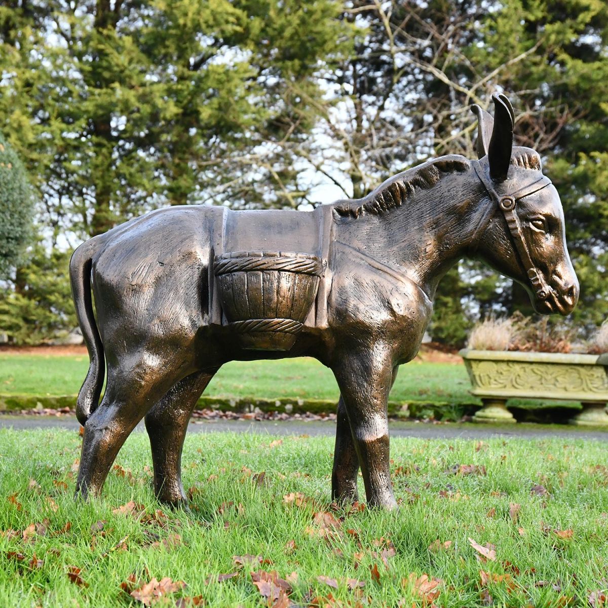 Antique Bronze Travelling Donkey Sculpture in Full  Antique Bronze Travelling Donkey Sculpture in Full