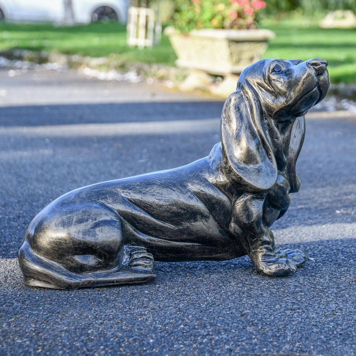 Side of Antique Gold Basset Hound Sculpture  Side of Antique Gold Basset Hound Sculpture