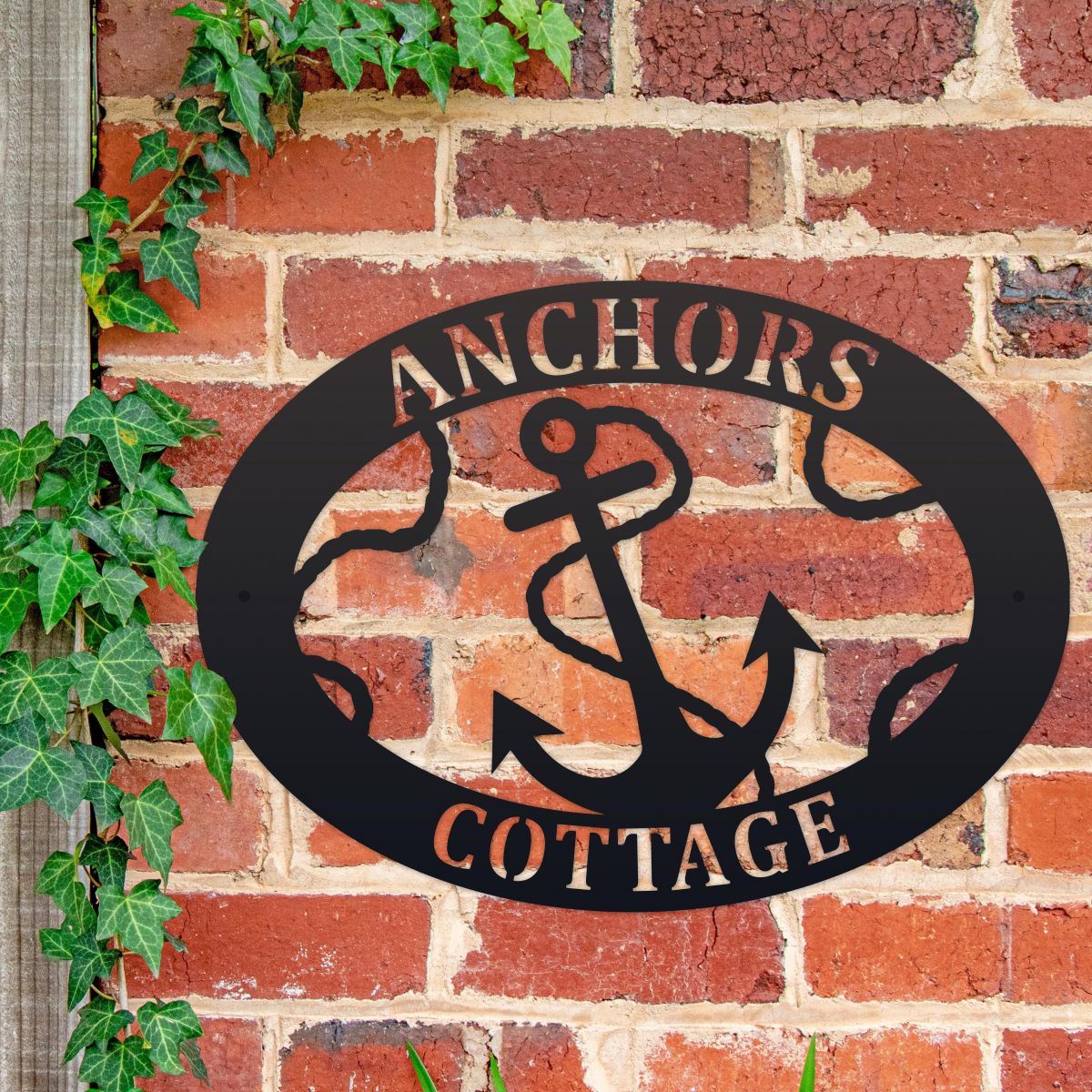 Anchor Iron Oval House Name Sign 