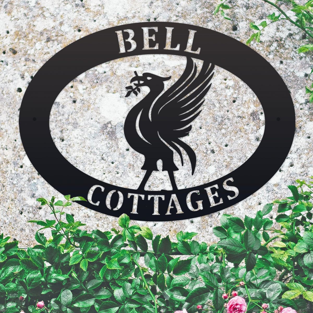 Liver Bird Iron Oval House Name Sign 