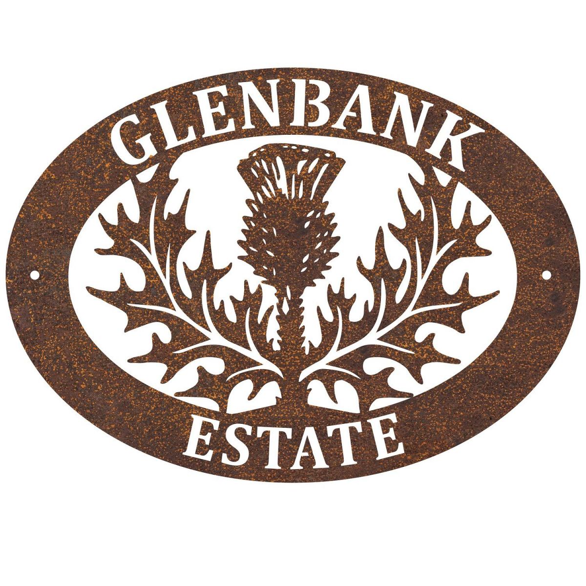 House Name Sign with Thistle Design in Rustic 