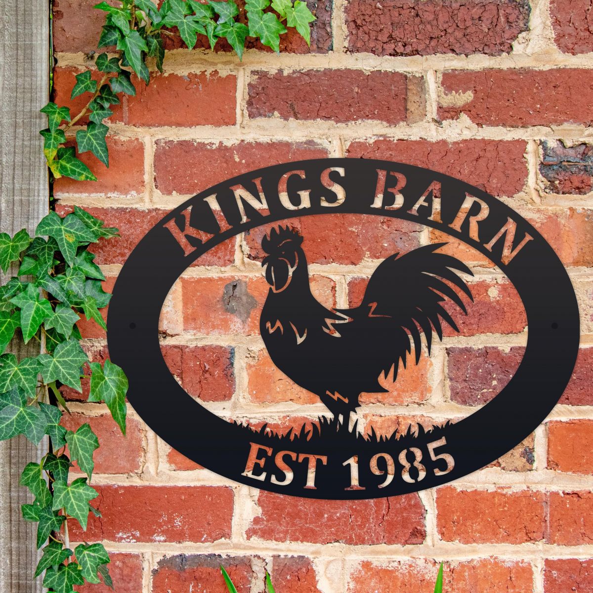 Personalised Rooster Name Sign on Wall 