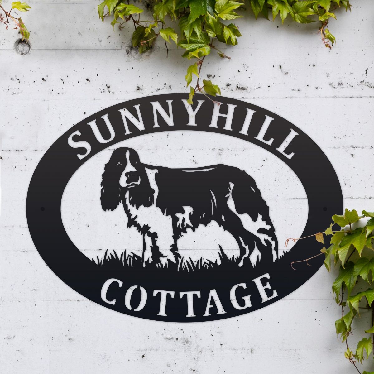 English Springer Spaniel Oval House Name Sign 