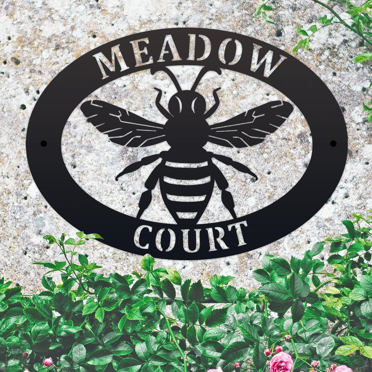 Oval House Name Sign with Bumblebee Design  Oval House Name Sign with Bumblebee Design