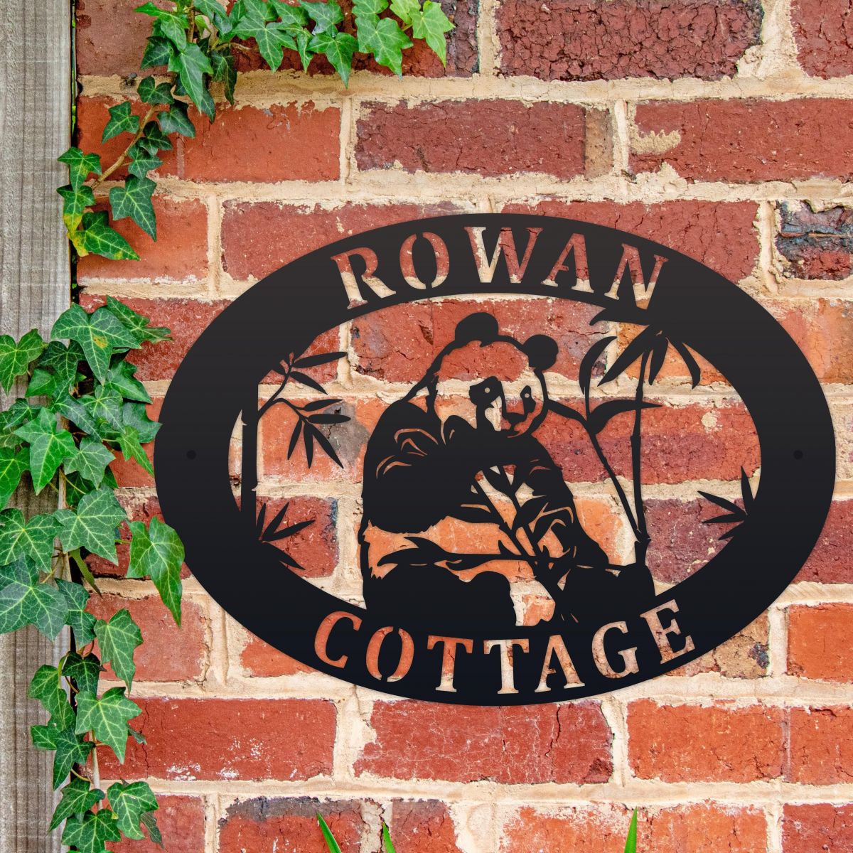 Panda House Name Sign on Wall 