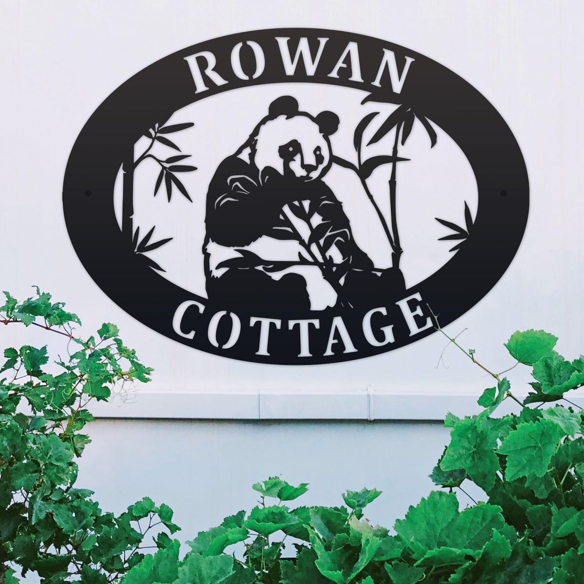 Oval House Sign with Panda Design 
