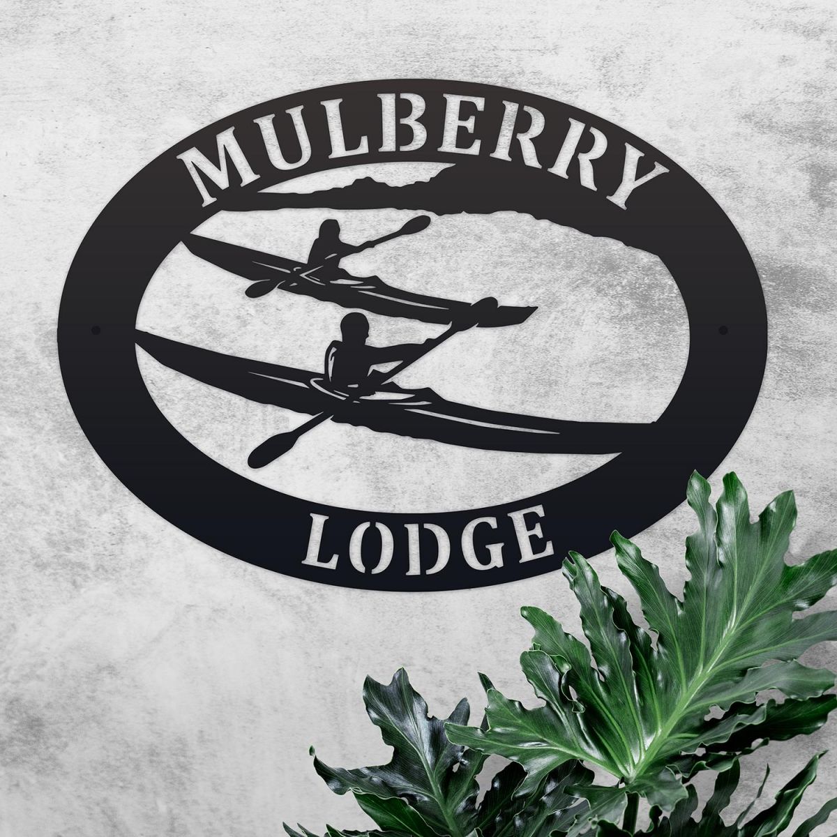 Kayaking Iron Oval House Sign in Use Outdoors