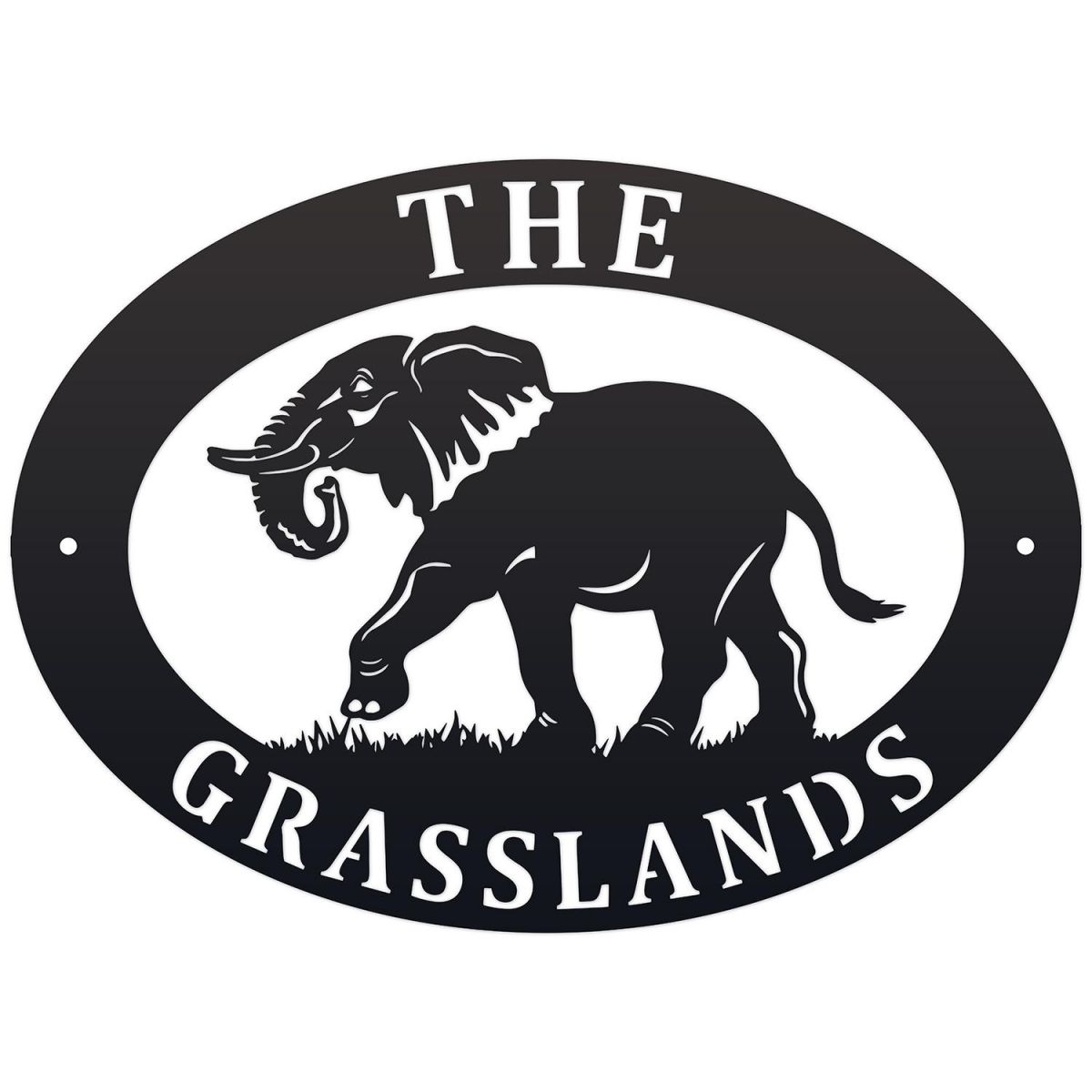 Elephant Iron Oval House Sign in a Black Finish