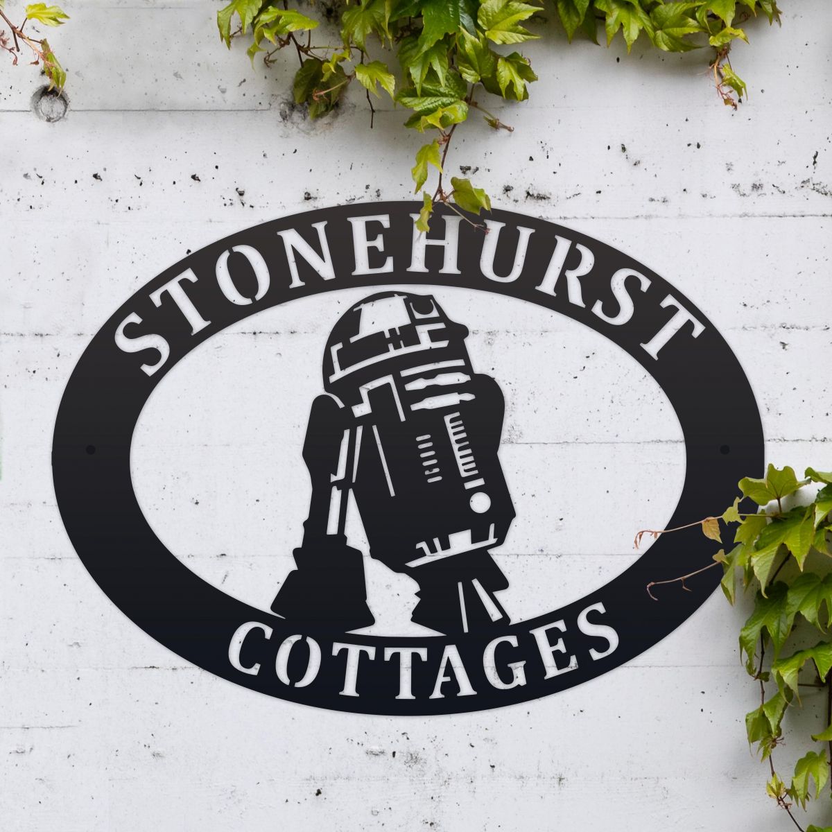 R2D2 Oval House Name Sign in Situ