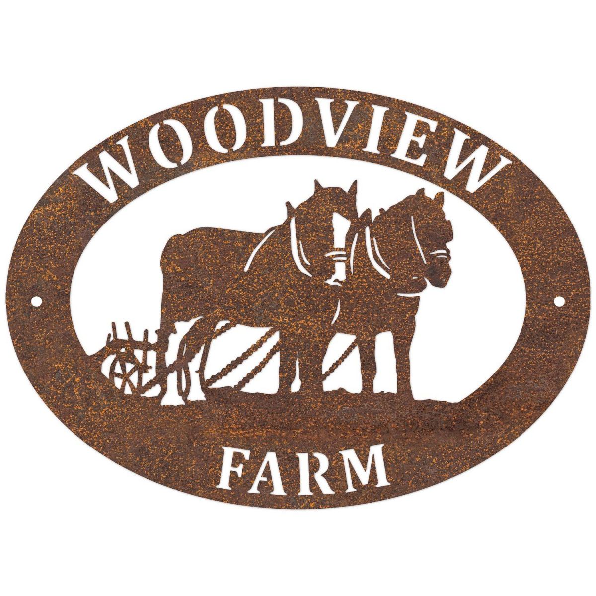 Horse & Plough Oval House Name Sign with White Wall