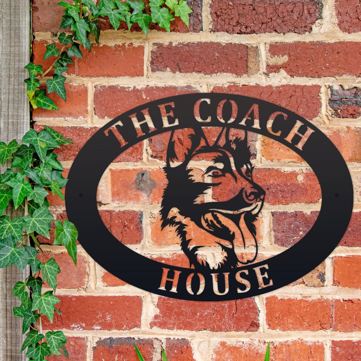 German Shepherd House Name Sign on Wall 