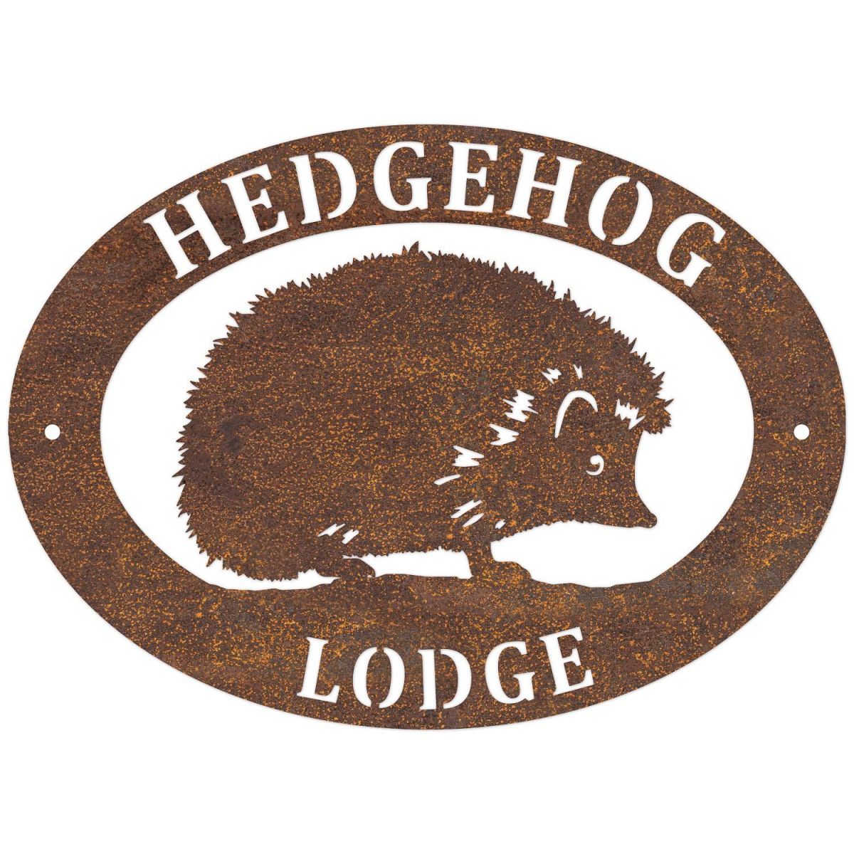 Hedgehog Oval House Sign in Rustic Finish  Hedgehog Oval House Sign in Rustic Finish