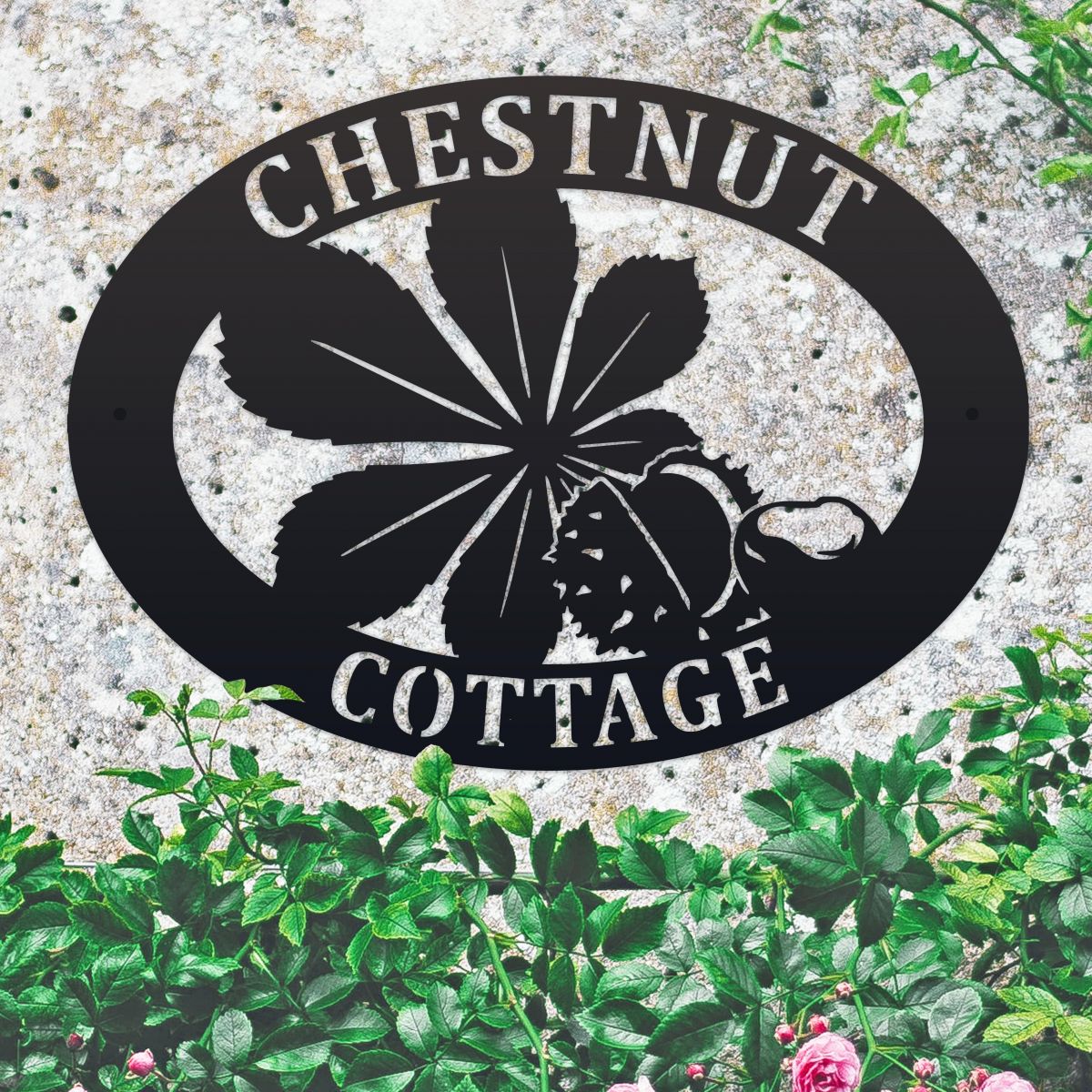 House Name Sign with Horse Chestnut Design  House Name Sign with Horse Chestnut Design