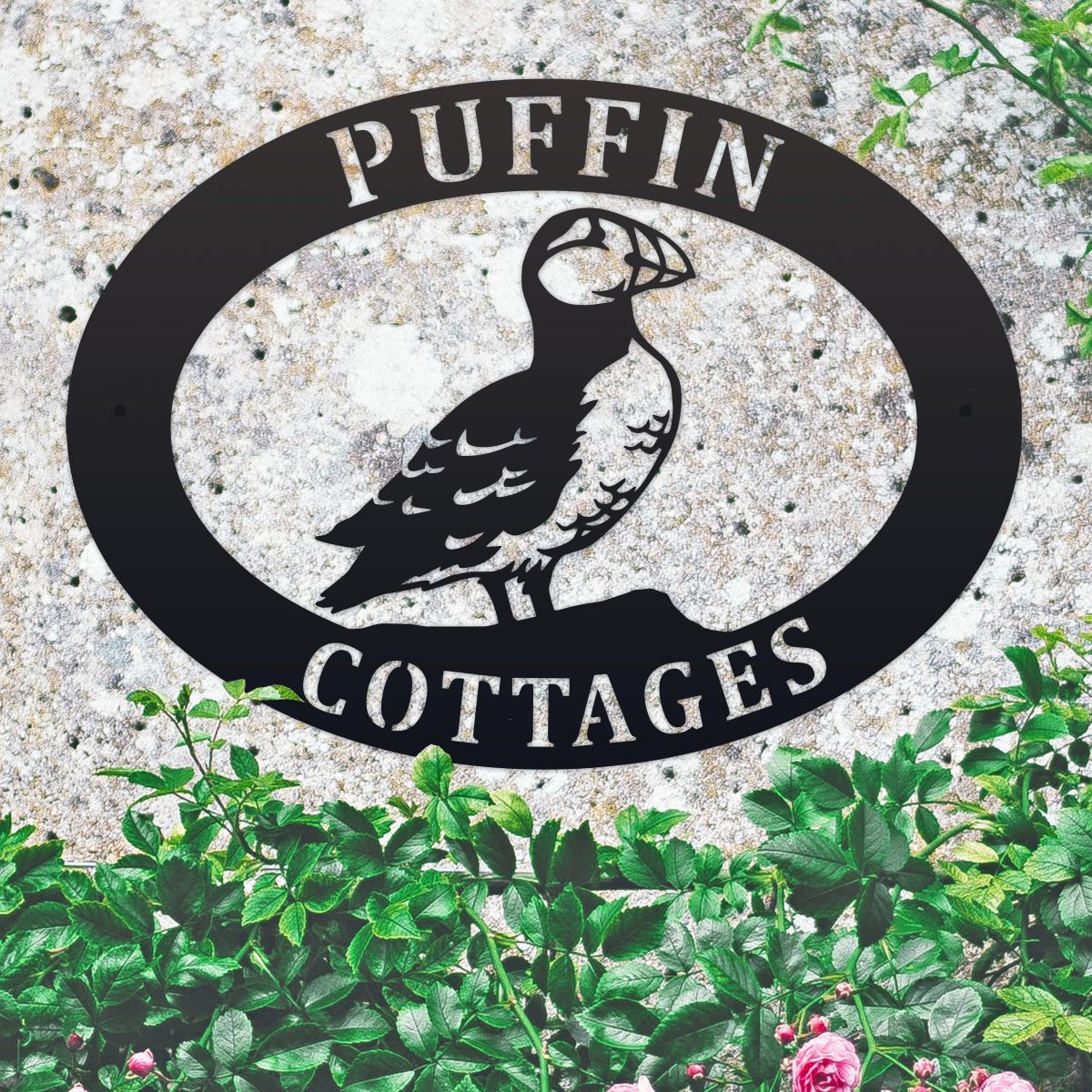 Puffin Oval House Name Sign in Situ 