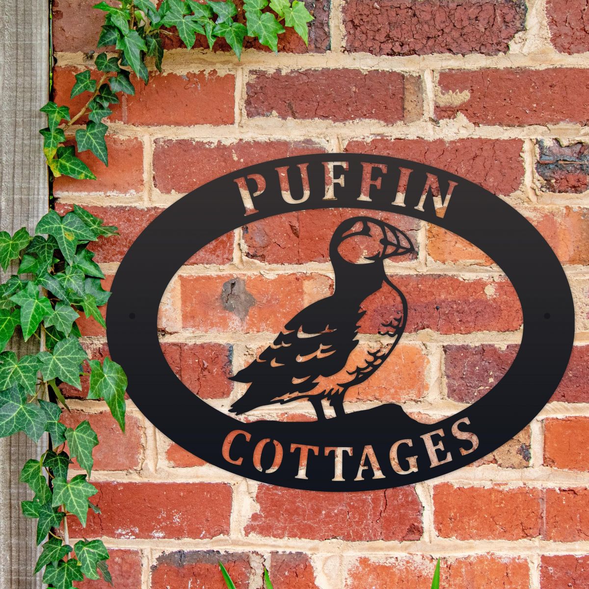 Puffin Iron Oval House Name Sign 