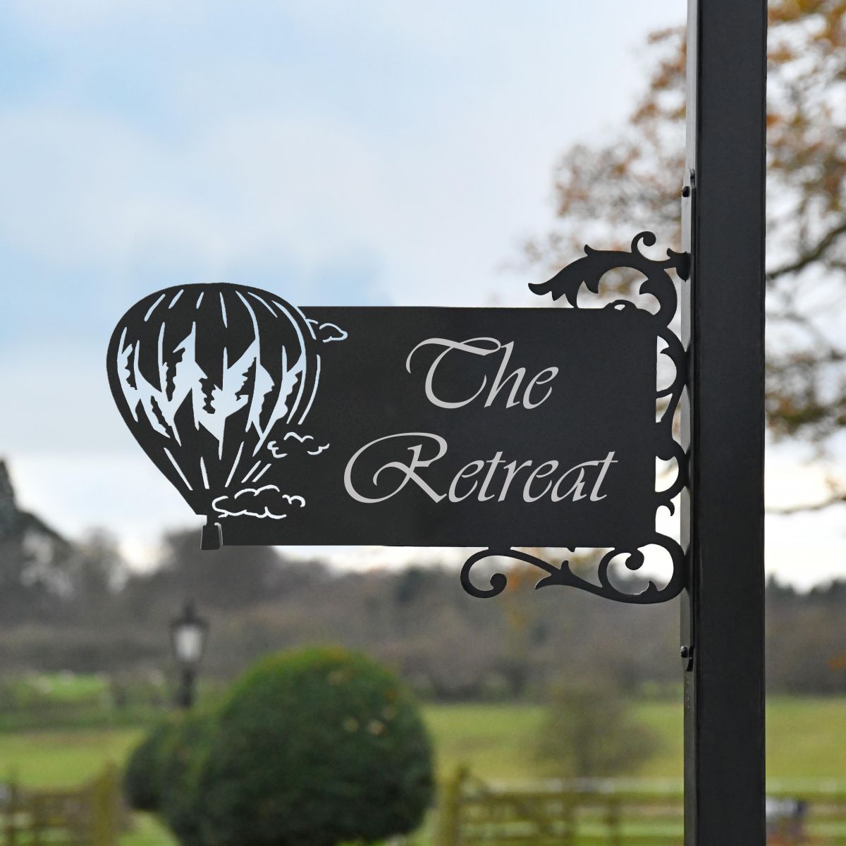 Hot Air Balloon Iron Bracket House Name Sign in Situ 