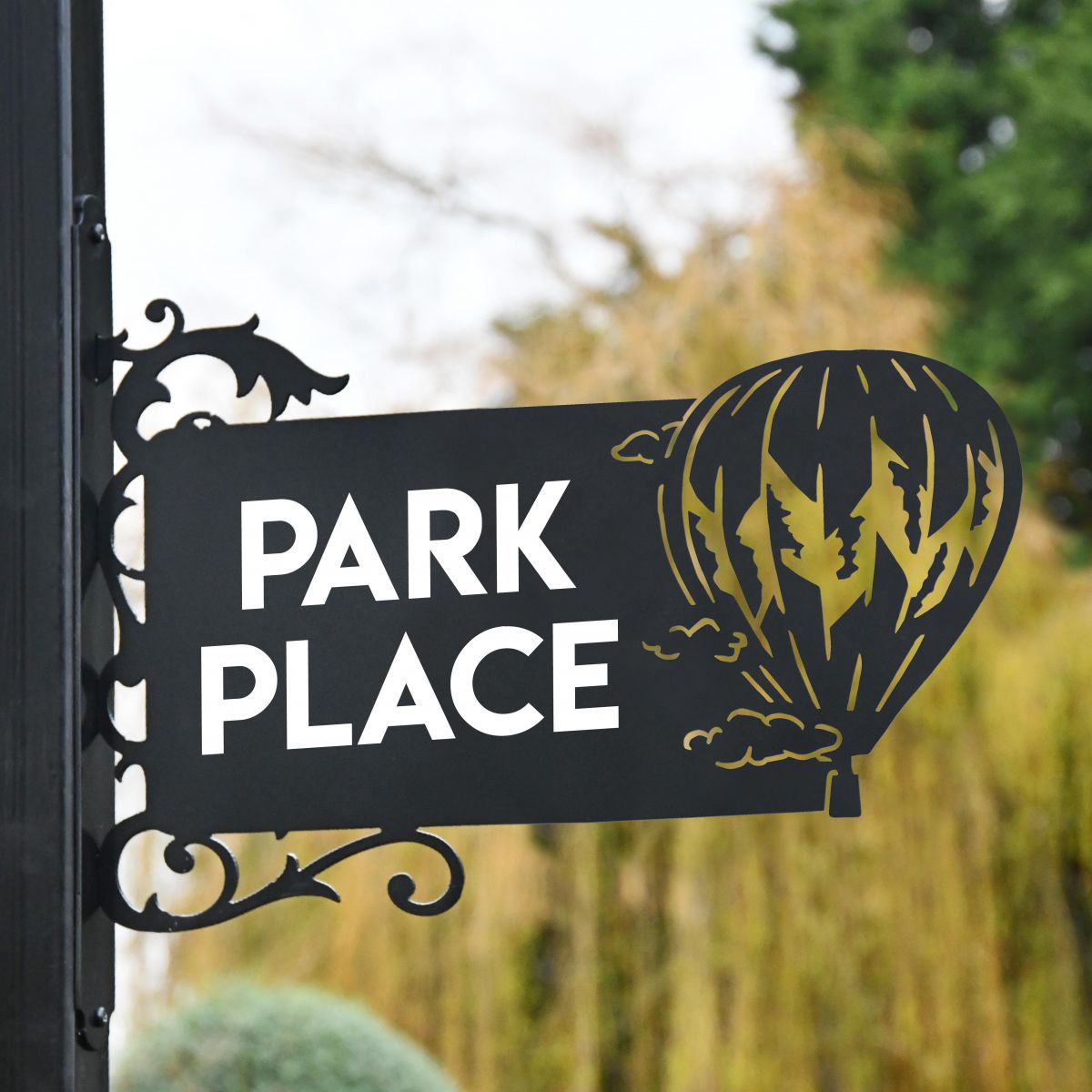 Hot Air Balloon Iron Bracket House Name Sign