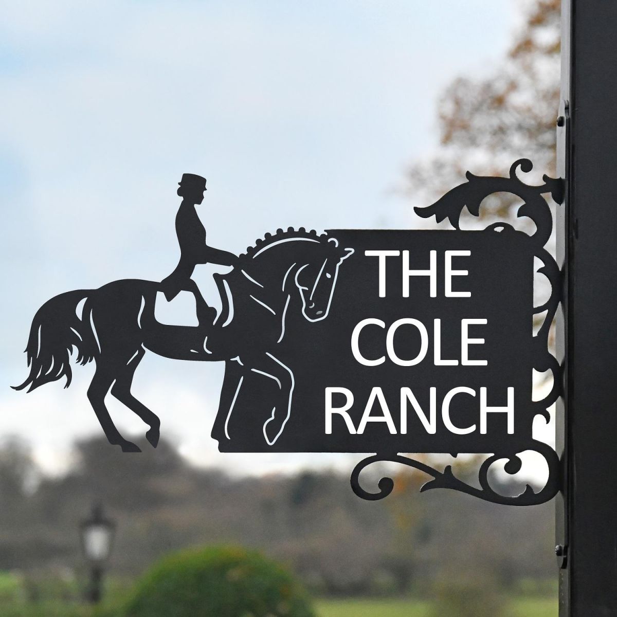 Dressage Horse Iron Bracket House Name Sign in Full 
