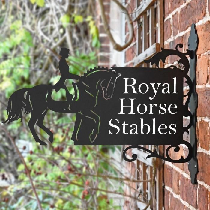 Dressage Horse Iron Bracket House Name Sign in Situ