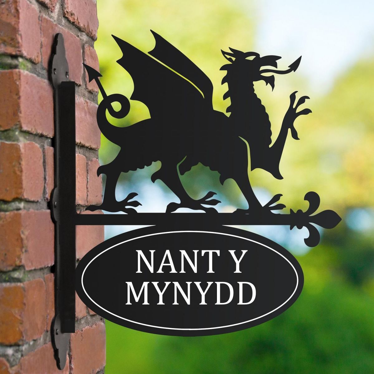 Welsh Dragon Iron Bracketed House Name Sign  Welsh Dragon Iron Bracketed House Name Sign