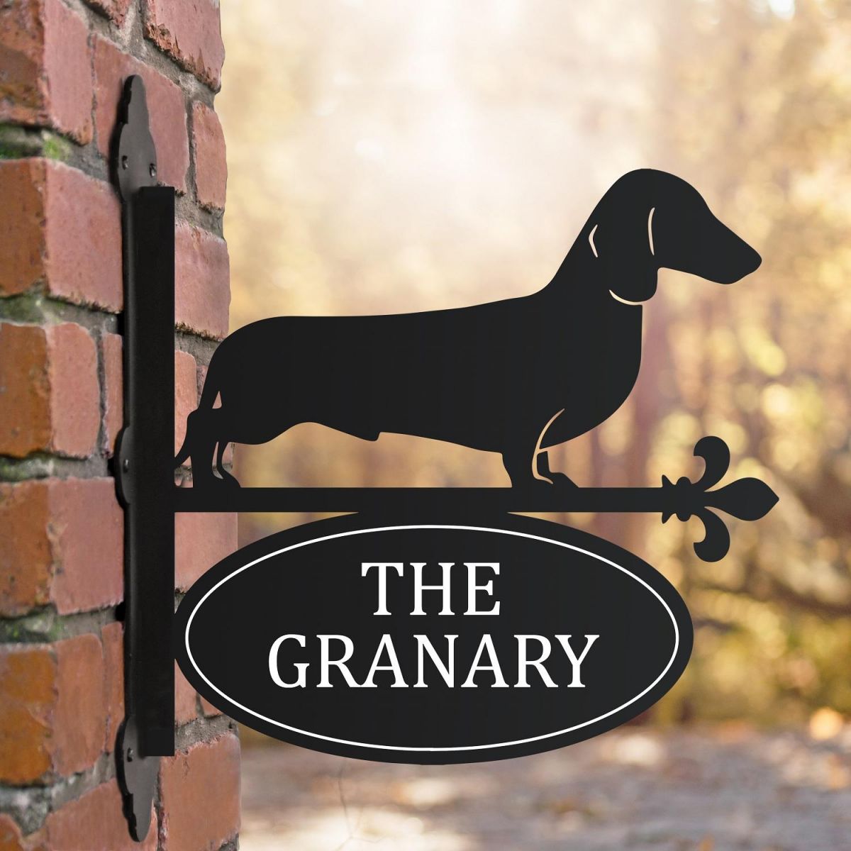 Dachshund Iron Bracketed House Name Sign 