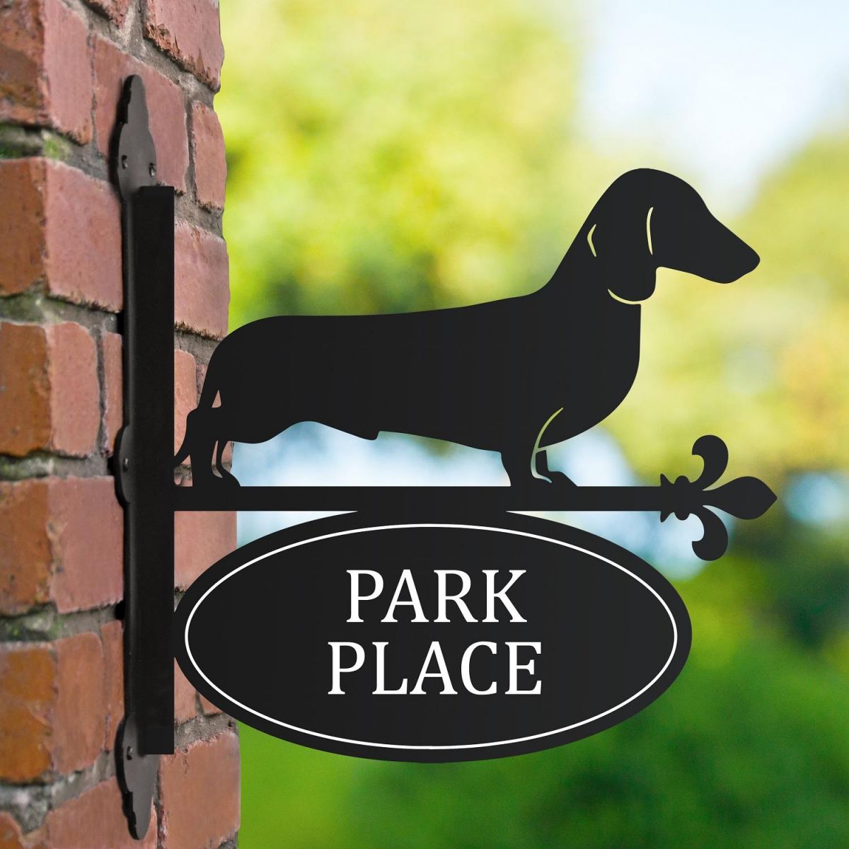 Dachshund Iron Bracketed House Name Sign 