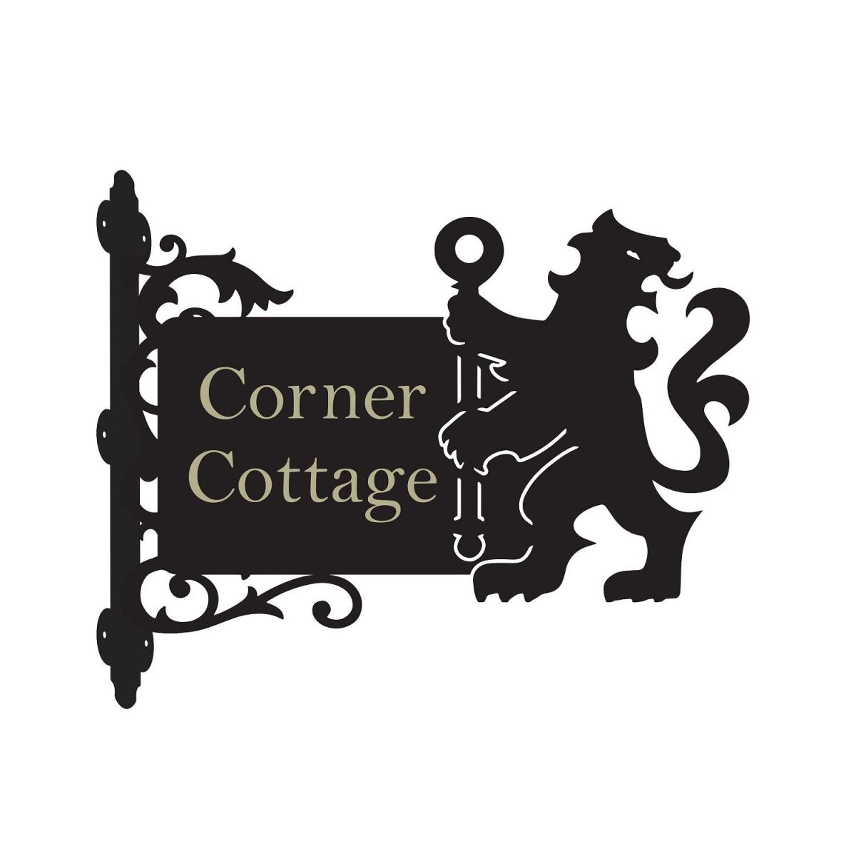 Lion & Staff Iron Bracketed House Name Sign 