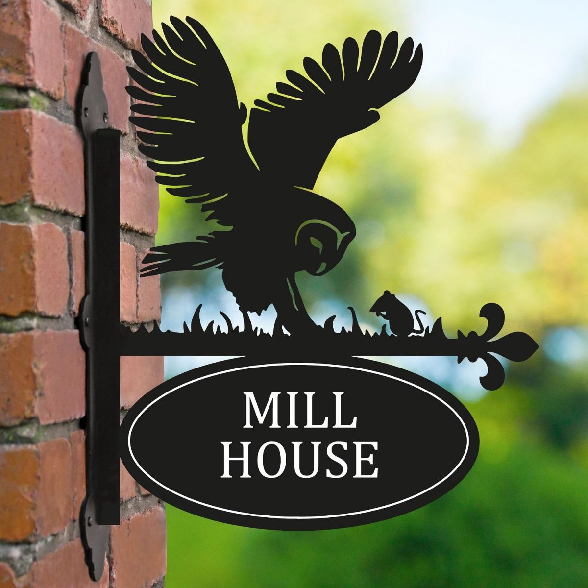 Black Iron Bracketed House Name Sign 