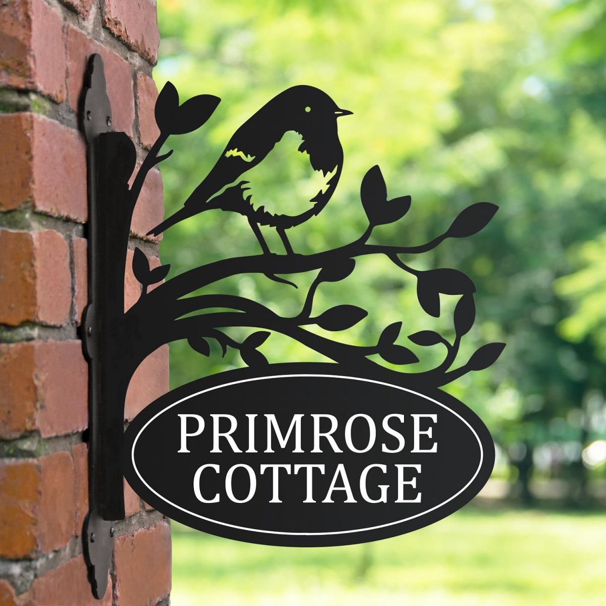 Bracketed Robin House Name Sign 