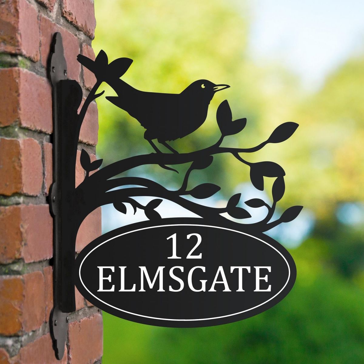 Blackbird Design on Bracketed House Name Sign 