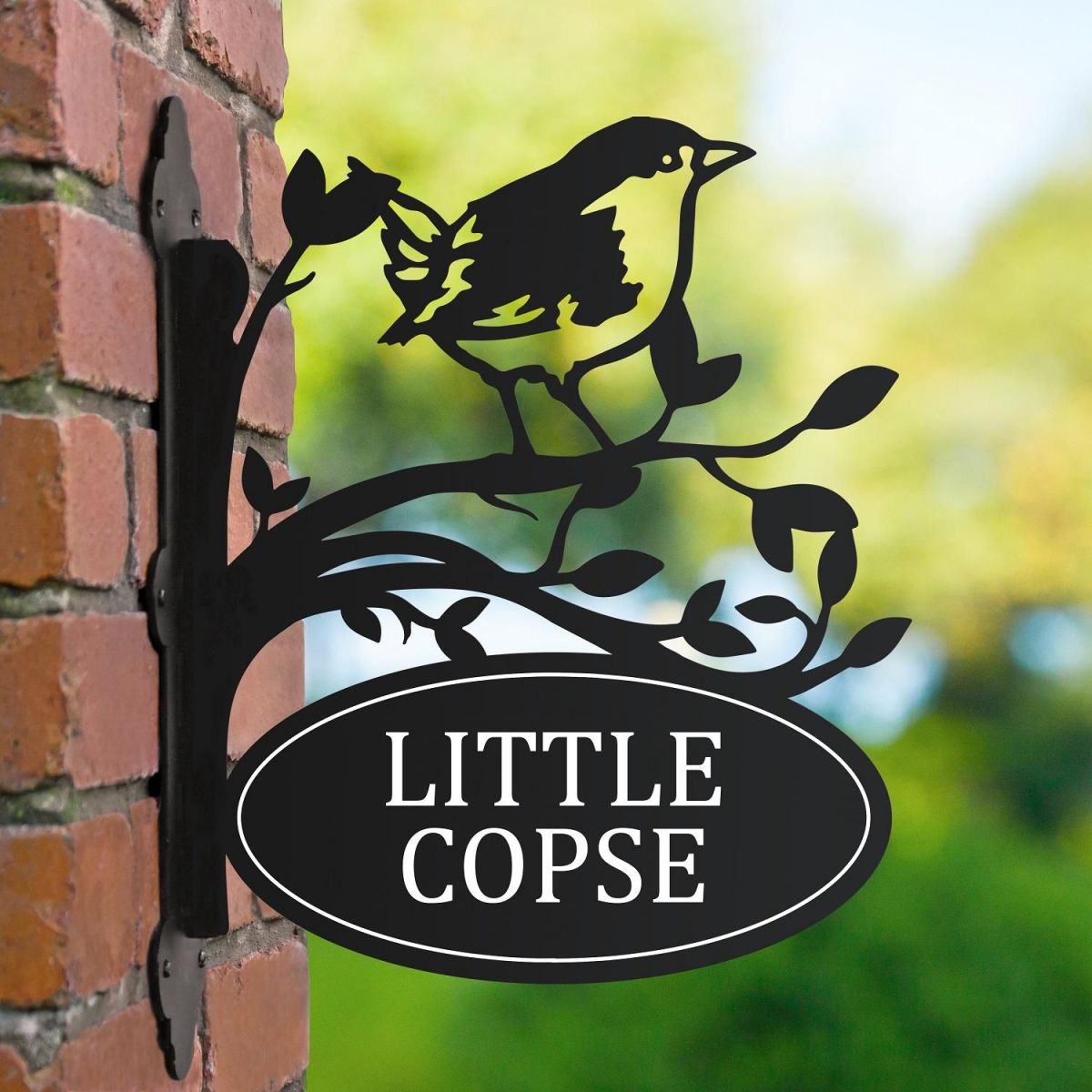 House Name Sign with Wren Design on Bracket 