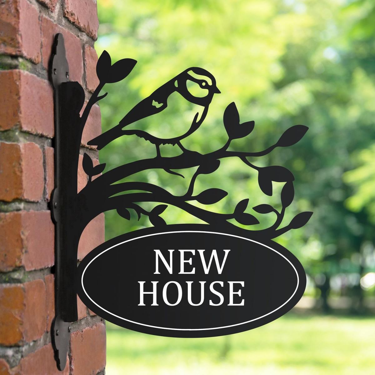 Bracketed House Name Sign with Blue Tit Design 