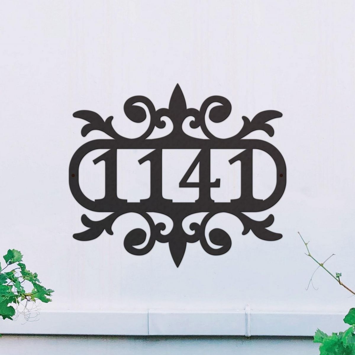 Black Fleur De Lys House Number Sign 