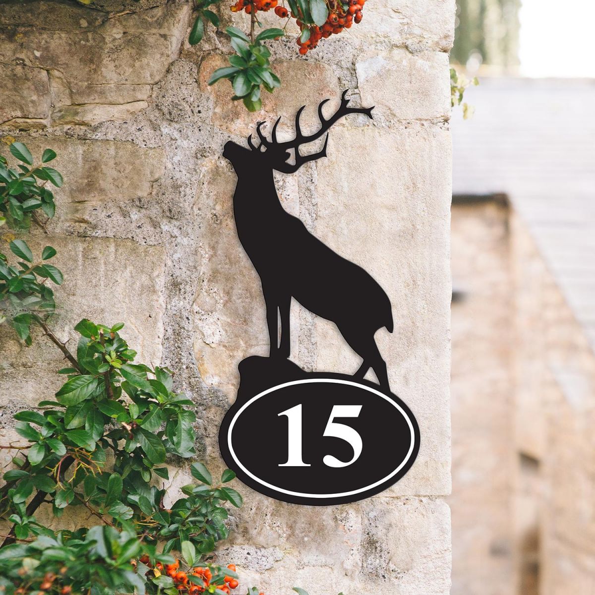 Stag Iron House Number Sign in Situ