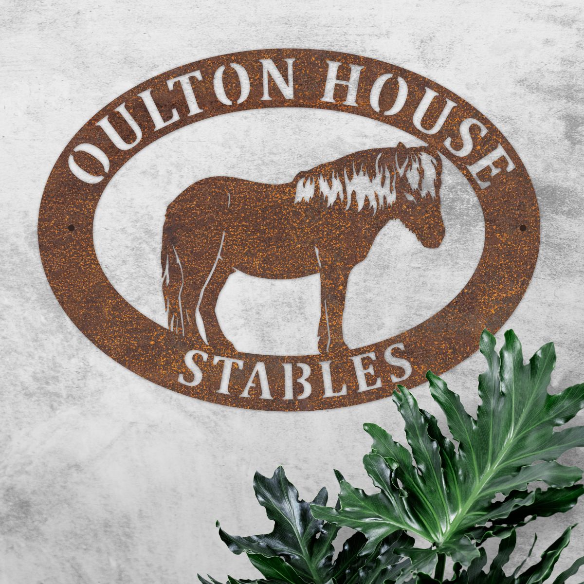 Shetland Pony Iron Oval House Sign in Situ