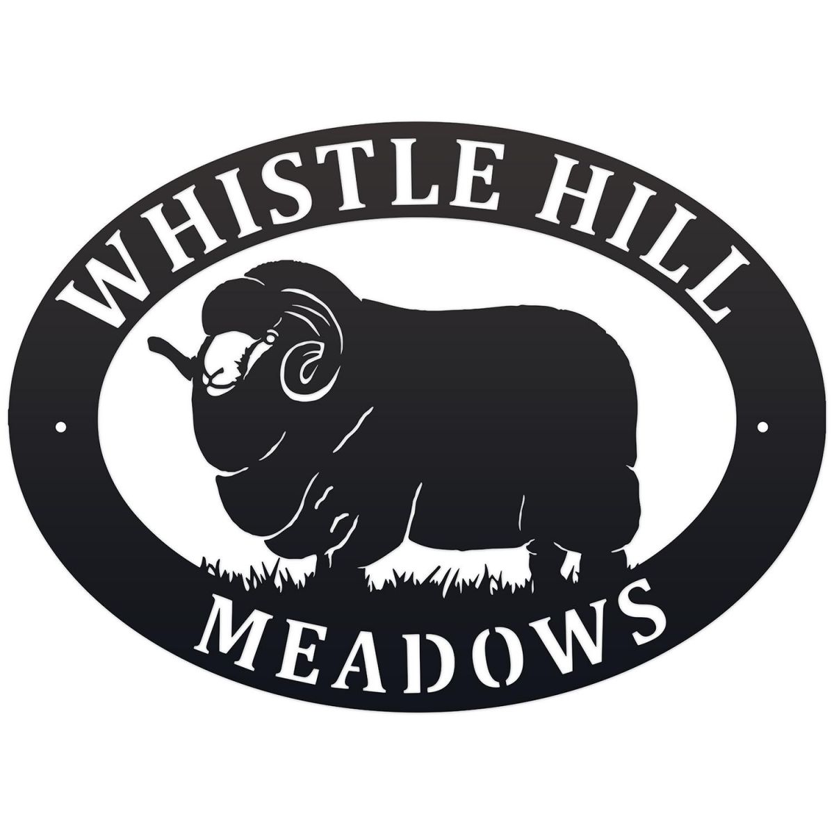 Merino Sheep Iron Oval House Sign in a Black Finish Merino Sheep Iron Oval House Sign in a Black Finish