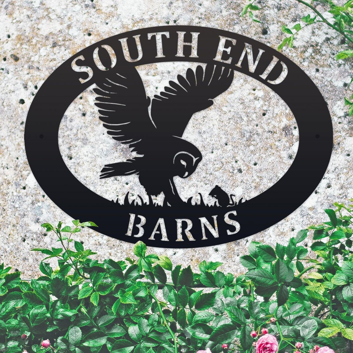 House Name Sign with Barn Owl 