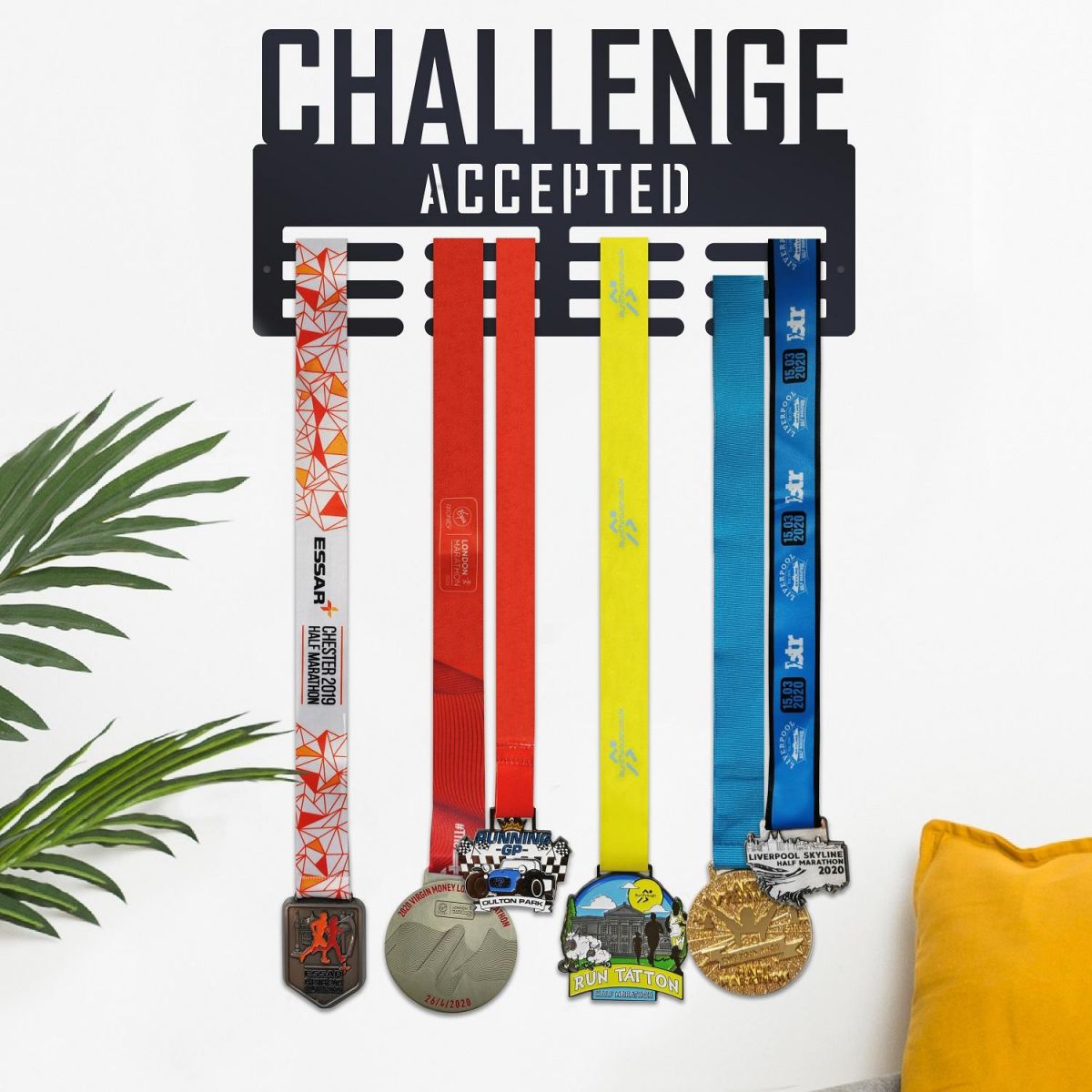 Challenge Accepted Sports Medal Hanger with Medals 