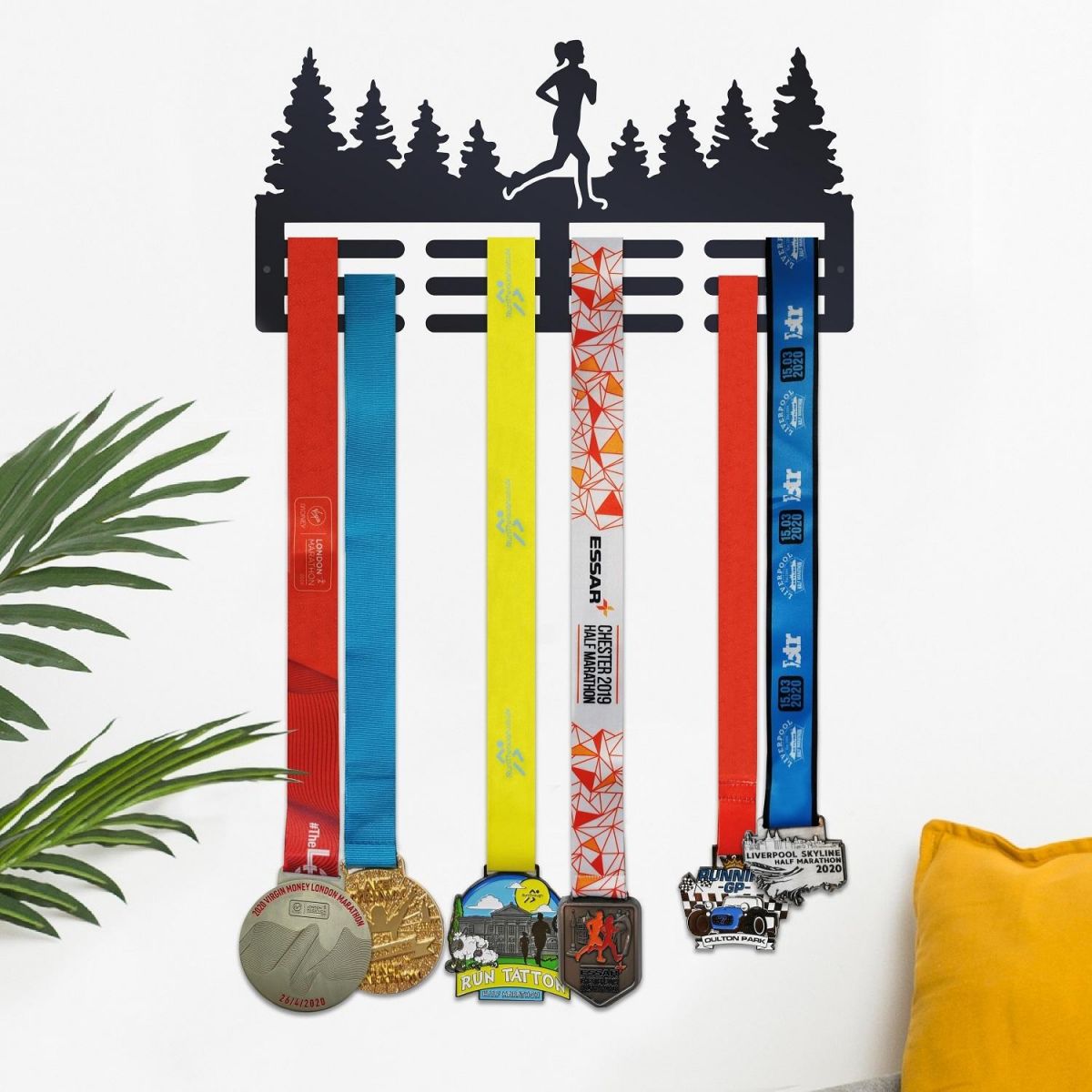 Female Running in Woodland Medal Hanger 