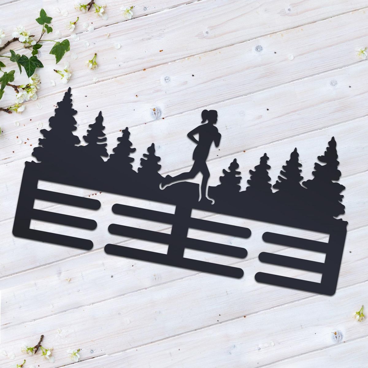 Woodland Running Scene (Female) Sports Medal Hanger 
